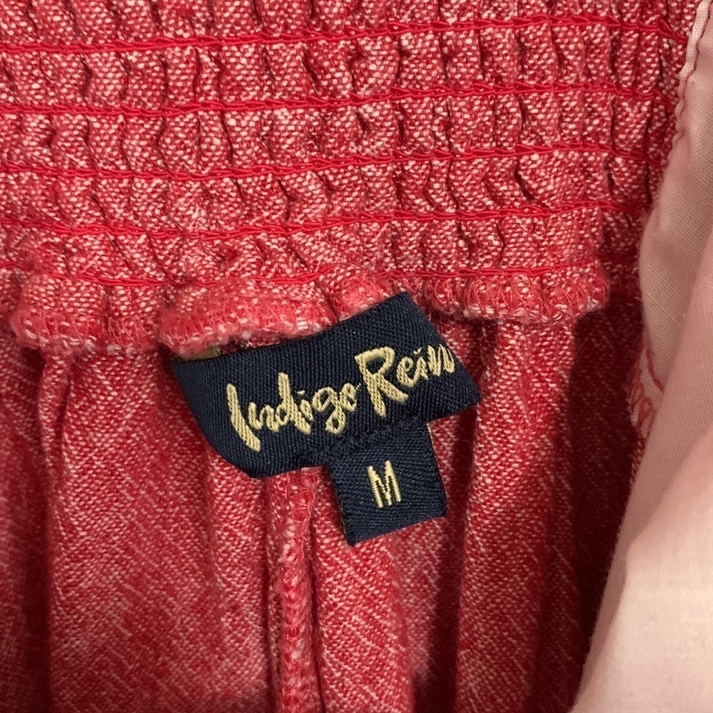 Indigo Rein Linen Red Button Through Double Pocket Cami Dress Size M - Picture 8 of 9